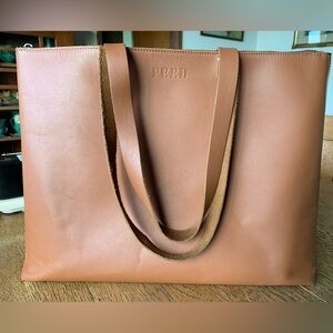 FEED the Children Leather 100 Tote Bag 17x12 Zip Top